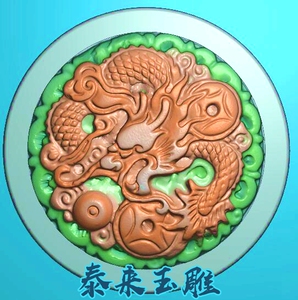 00玉雕精雕图淘宝圆形龙牌凤凰圆牌仿古龙凤镂空双面对牌挂件浮雕图
