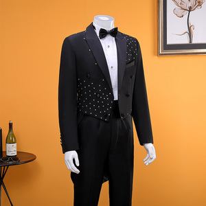 男士燕尾服黑色西装套装司仪演出艺考主持人服装成人合唱服装礼服