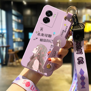 适用oppoa57手机壳新款a57 5g版未来可期斜跨腕带挂绳液态硅胶软a575g