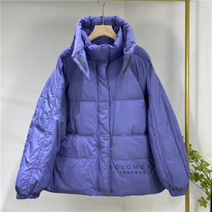 米索2021冬装立领纯色暗扣配围脖休闲韩版白鸭绒羽绒服外套af718