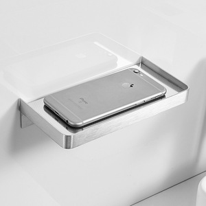 卫生间手机置物架免打孔不锈钢厕所托盘浴室支架床头放手机的架子