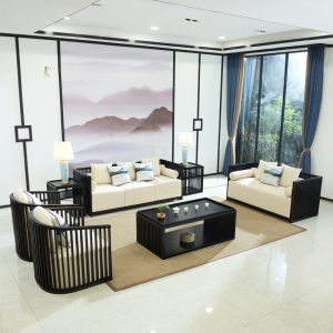 新中式沙发 禅意实木布艺沙发组合 简约后现代轻奢家具定制中国风