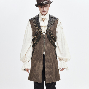 蒸汽朋克男装春秋季宽松大码风衣中长款马甲维多利亚绅士服饰礼服