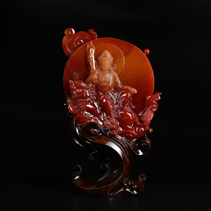 红发晶本命佛守护神文殊菩萨虚空藏大日如来大势至普贤菩萨摆件