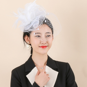 法式新娘婚纱网纱小礼帽女复古宴会晚礼服旗袍民国舞台走秀头饰潮