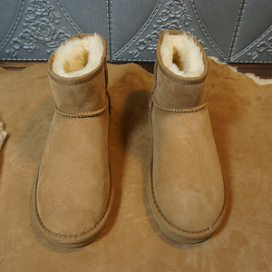 冬季新款真皮羊皮毛一体雪地靴  男士套筒短筒靴 经典款男靴36-5