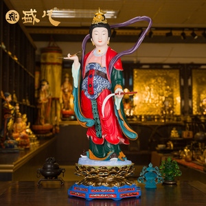 台湾盛凡吉祥天女摆件铜鎏金吉祥天母佛像居家供奉精致手工彩绘