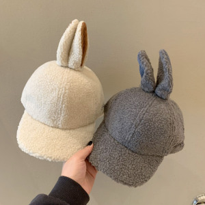 宝宝鸭舌帽超萌兔耳朵女童韩版棒球帽休闲儿童帽子冬季保暖加厚帽
