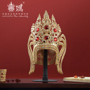 泰域东南亚风情装饰品皇冠头饰泰国玄关摆件 泰式spa按摩店工艺品