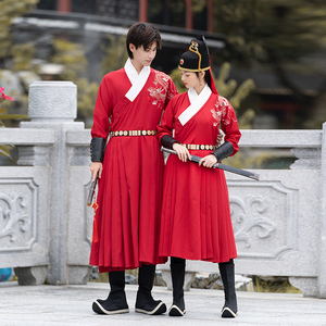 原创正品拽撒明制汉服男飞鱼服锦衣卫衣服明朝红色情侣套装女明朝