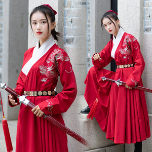 【特价】曳撒明制汉服女情侣红色飞鱼服男锦衣卫衣服男绣春刀明朝