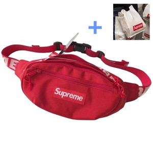 潮牌sup 18ss 44th腰包情侣斜挎包sup串标刺绣单肩胸包