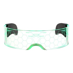 AAJF Y2K赛博朋克未来科技感科幻七彩炫光LED灯发光眼镜