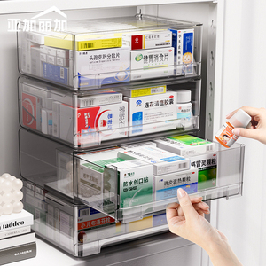 药箱家庭装药物收纳盒抽屉式药品柜家用透明医药分类整理盒置物架