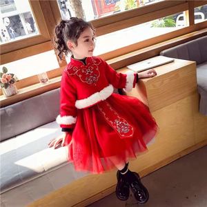 女童汉服冬装中国风古装唐装儿童过新年套装裙加绒加厚宝宝拜年服