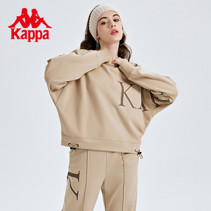 Kappa卡帕套头衫2022新款女短款蝙蝠衫卫衣休闲圆领长袖K0C62WT01