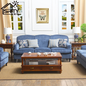 美式轻奢沙发后现代客厅实木高端家具地中海风格田园乡村布艺沙发