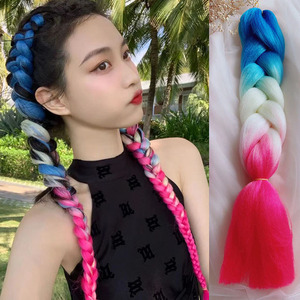 曾鹿儿同款彩色拳击辫假发辫子三亚旅游个性发饰女网红脏辫编发丝