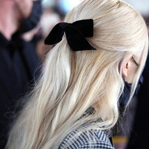 朴彩英rose同款黑色丝绒蝴蝶结发夹顶夹半扎发丸子头发饰日韩边夹