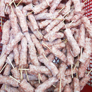 味多仔牙签肉串潮汕街边油炸小吃小肉串牙签小腊肉 香肠串2.5kg