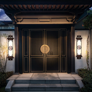 中式户外长条壁灯室外太阳能led墙灯入户大门口灯别墅庭院灯门灯