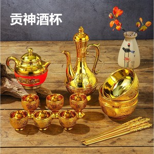 敬神台酒杯茶杯开工进宅上供塑料用品佛前斋碗酒壶供财神茶壶摆件
