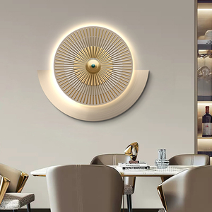 几何现代简约餐厅装饰画创意饭厅挂画个性卧室轻奢风led灯发光画