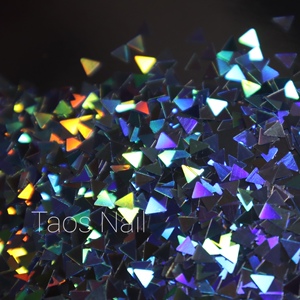 taos nail 3mm三角形荧光镭射彩虹色美甲拼接亮片指甲贴片手工diy
