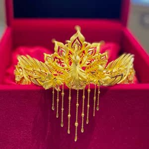 周大福凤冠金冠全新足金黄金发饰头饰结婚备婚三金嫁妆陪嫁