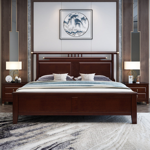 新中式双人床18米实木床主卧室禅意轻奢中国风15米婚床储物家具