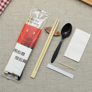 盛荣雅一次性筷子商用勺子餐具三套装四件套二合一快餐外卖套定制