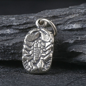 民族风莲师九足火焰铁蝎吊坠复古男士925纯银项坠愤怒铁蝎子吊坠