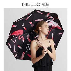 NIELLO奈洛五折8骨太阳伞轻小巧防紫外线黑胶遮阳防晒晴雨伞两用