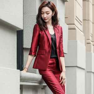小西装外套女2024春秋新款韩版红色西服面试正装ol工作服职业套装