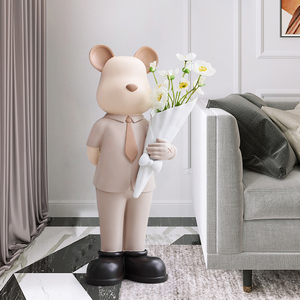 创意暴力熊大型落地摆件网红客厅玄关沙发旁托盘收纳乔迁新居礼品