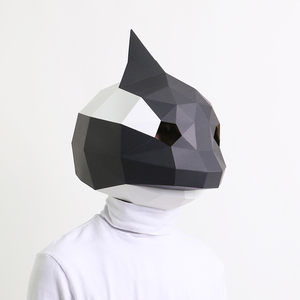 鲸鱼鲨鱼益智纸模全脸面具3d立体手工制作拍照道具大海鱼动物头套