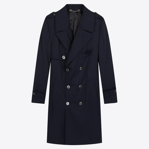 现货gucci古驰秋冬新品羊毛双排扣翻领中长款休闲绅士男风衣外套