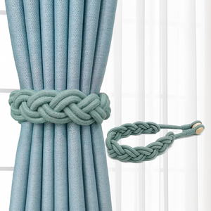 新款日系粗棉麻编制窗帘绑带绑绳现代简约磁吸窗帘扣扎束带绑饰