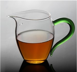 高硼硅耐高温玻璃玲珑公道杯绿把彩把茶海耐热公道盅琉璃功夫茶具
