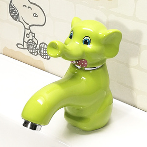 幼儿园感应水龙头创意陶瓷卡通冷热儿童彩色大象洗手池单冷洗手盆