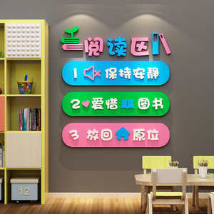 学校班级教室书籍角阅读区书店图书馆文化墙面装饰布置贴画标语