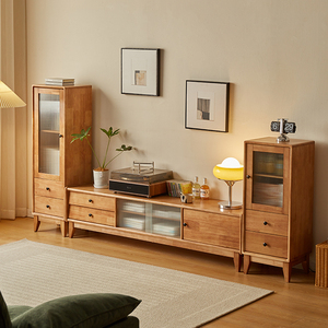 全实木电视柜茶几组合现代简约家用2米电视机柜经济型小户型客厅