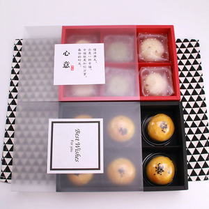 新年中秋月饼盒4 /6/8粒5080克磨砂牛轧糖牛皮纸盒蛋黄酥包装礼盒