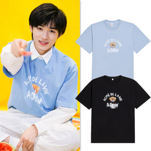 宋亚轩同款上衣服潮牌小熊印花短袖t恤男女纯棉休闲宽松半袖夏季