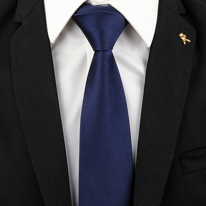 领带男士正装商务蓝色条纹手打衬衫懒人免打拉链深蓝细纹领带