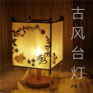 卧室台灯床头古风创意原创手工绣花文艺复古国风四角六角宫灯台灯