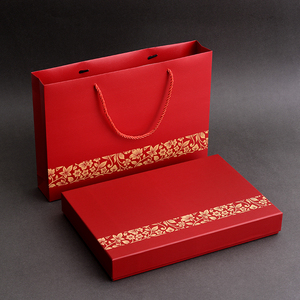 高档加厚羊绒围巾包装盒丝巾披肩围巾包装盒年会礼品盒红色手提袋