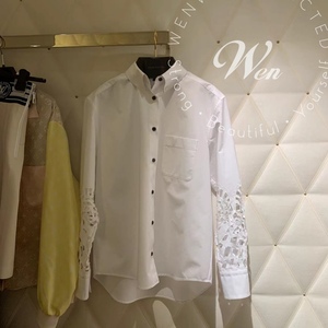 000人付款淘宝ports宝姿2021女装简约黑白撞色职场衬衫长袖上衣lv9