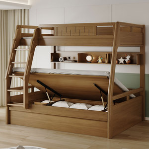 高低床上下床铺双层床成人双人床大人2米高箱儿童子母床男孩实木