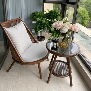 阳台小桌椅轻奢网红北欧小户型茶桌椅组合藤椅三件套阳台休闲桌椅